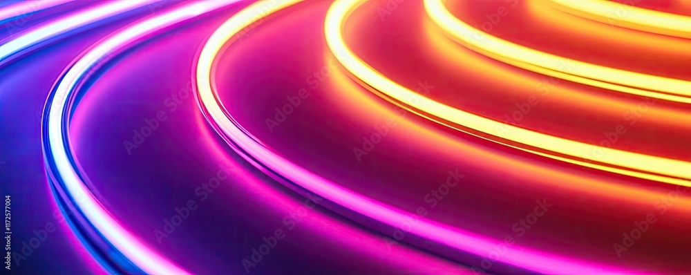 Poster Neon abstract background idea. Abstract glowing lines in vibrant colors creating a dynamic visual effect.