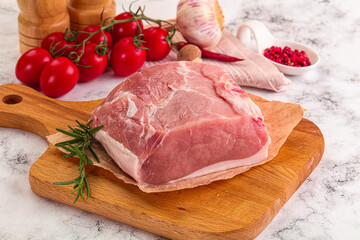 Raw pork meat piece for cooking