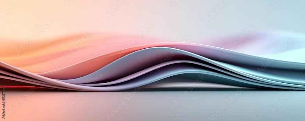 Poster pastel abstract background idea. colorful abstract paper waves flowing gently in a harmonious blend 