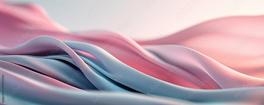 Poster Pastel abstract background idea. Soft pastel waves of fabric create a serene and calming visual experience.