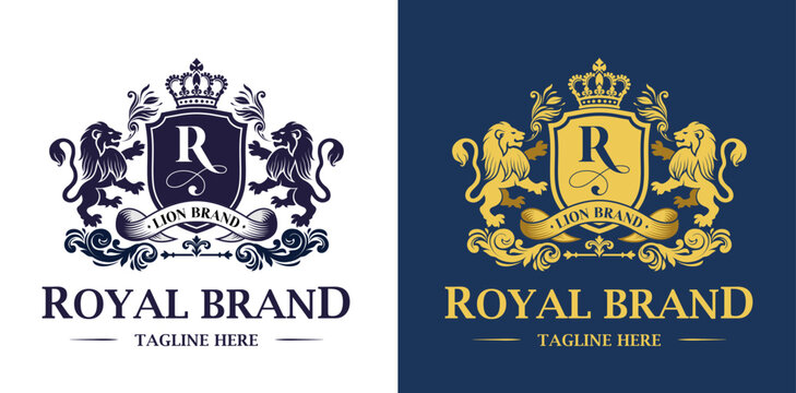 Luxury Lion crest heraldry logo