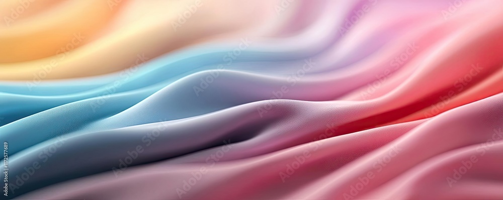 Poster Pastel abstract background idea. Soft waves of colorful fabric create a soothing and artistic visual texture.