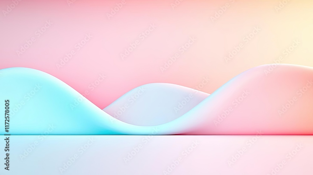 Poster Pastel abstract background idea. Abstract waves in soft pastel colors create a serene and calming digital background.
