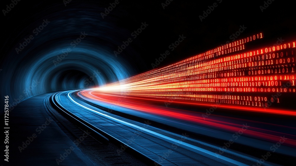 Aufkleber dynamic light trail in tunnel representing fast data transmission