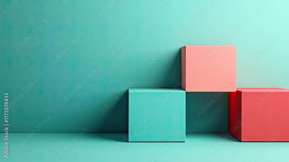 Poster pastel abstract background idea. minimalist geometric design featuring colorful blocks against a con