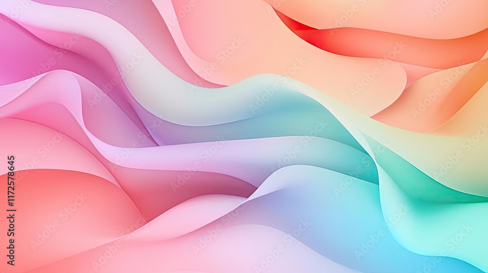 Poster Pastel abstract background idea. A vibrant swirl of colorful waves creating a soothing and abstract visual experience.