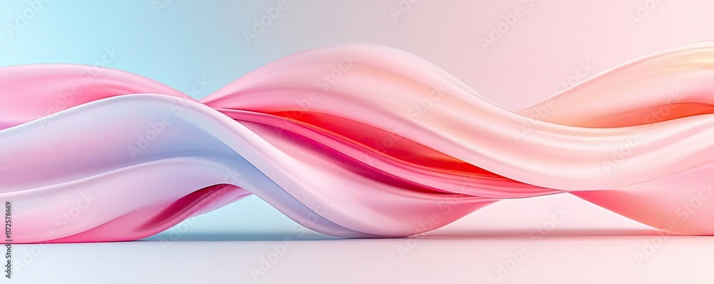 Poster Pastel abstract background idea. Smooth flowing colorful waves in soft pastel tones, creating a modern abstract background.