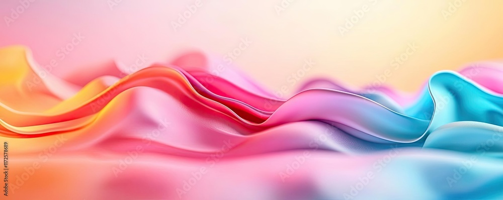 Poster pastel abstract background idea. vibrant and smooth fabric waves in colorful tones for artistic back