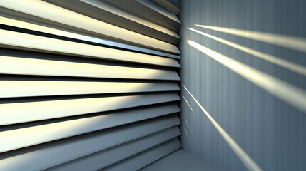 Fototapeta premium Light and Shadow Play Through Window Blinds in Modern Interior Space