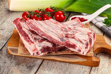 Raw pork ribs for cooking
