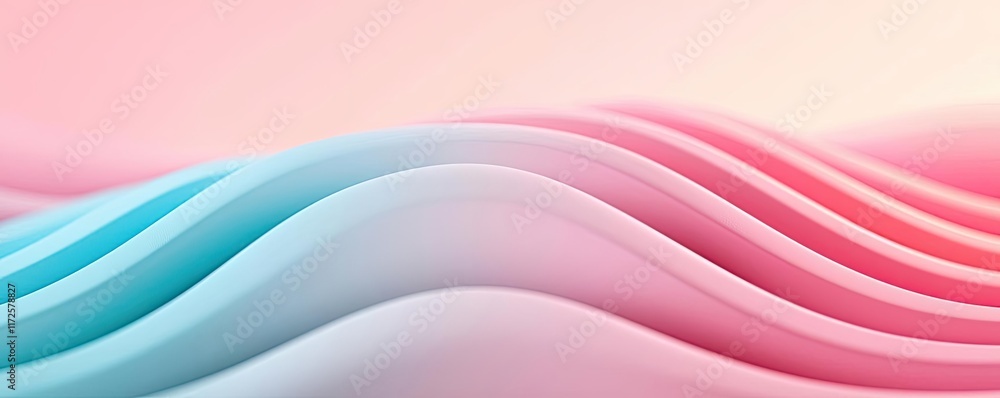 Poster Pastel abstract background idea. Abstract wave patterns in soft pink and blue hues, perfect for modern design projects.