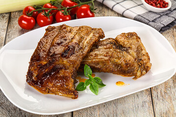 Tasty roasted pork ribs with spices