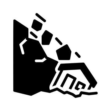 black landslide destroying house clip art preview