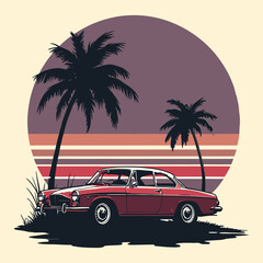 retro car on the beach