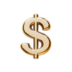 Gleaming Golden Dollar Sign Symbol Against White Background