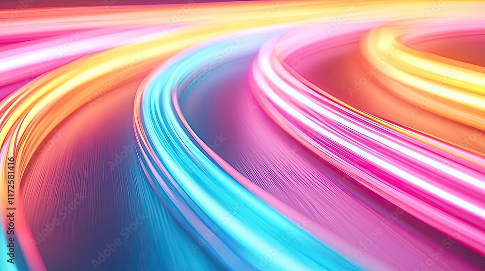 Aufkleber Neon abstract background idea. Vibrant abstract light trails showcasing dynamic colors in a motion blur effect.