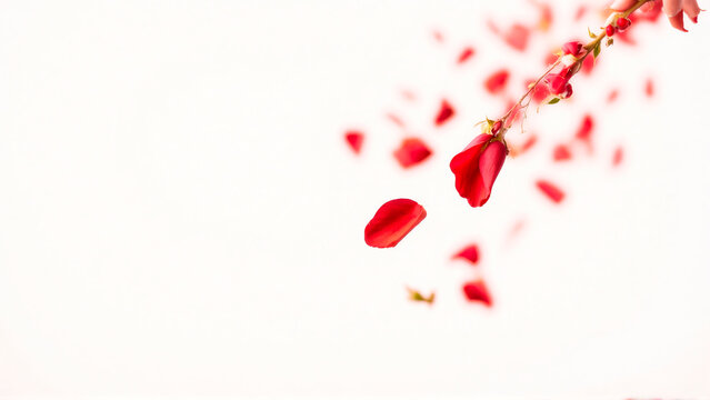 Valentine's Day rose flow illustration with hearts and red romantic theme