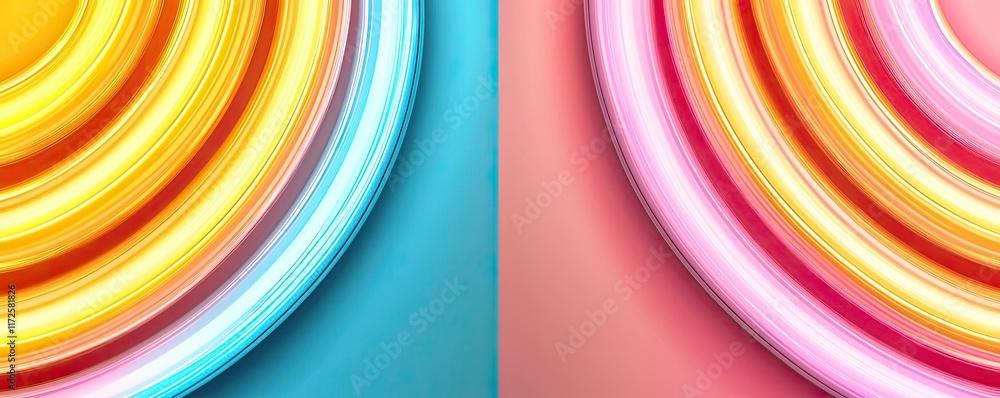 Poster Neon abstract background idea. Colorful abstract swirl design with vibrant circles and smooth gradients.