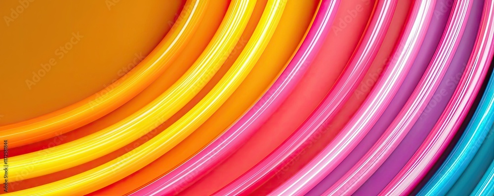 Poster Neon abstract background idea. Vibrant and colorful circular patterns create a lively abstract design.