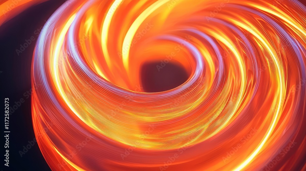 Poster Neon abstract background idea. Swirling patterns of vibrant orange light create an energetic, dynamic visual effect.