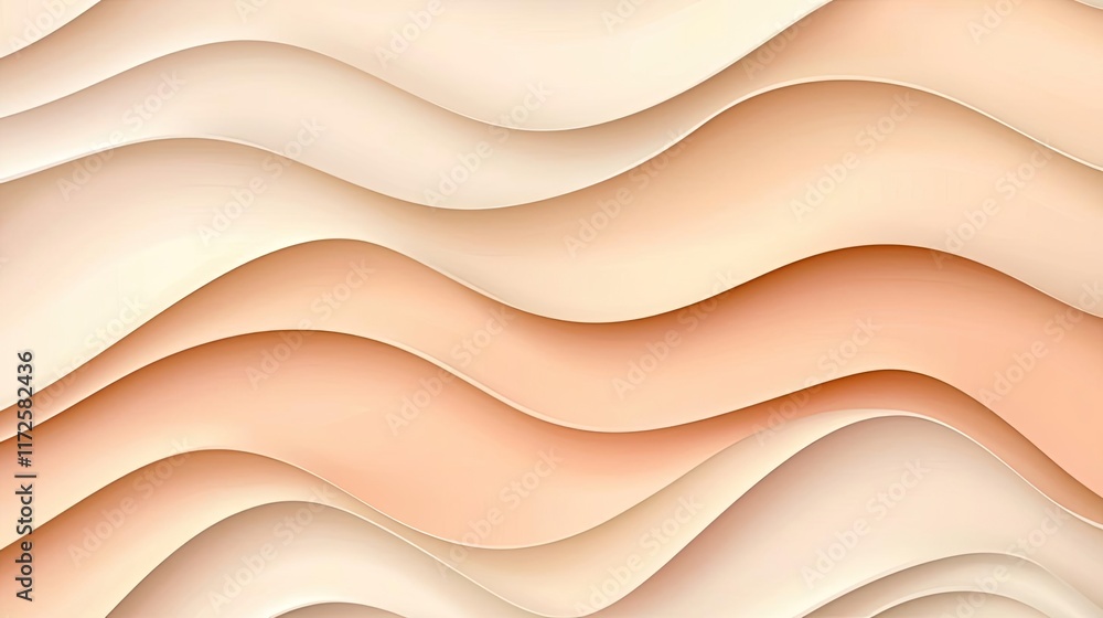 Poster Pastel abstract background idea. Abstract wave pattern in soft peach and cream tones, ideal for backgrounds and designs.
