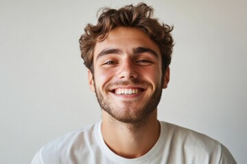 Obraz premium Bright smile radiating joy, with casual attire enhancing cheerfu