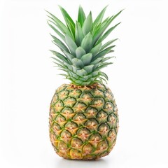 Fototapeta premium Fresh pineapple with lush green leaves on a bright background.