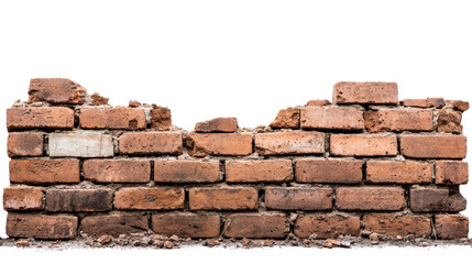 Obraz premium Weathered Brick Wall Structure Displaying Textured Surface with Broken Masonry Gaps and Earthy Tones Ideal for Background or Design Elements