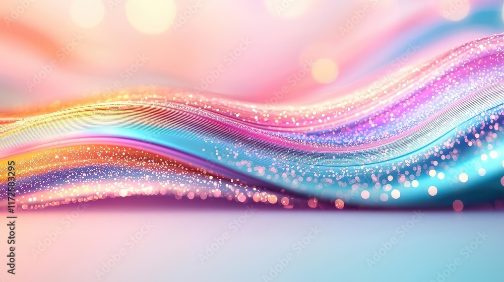 Poster glitter abstract background concept. colorful abstract waves with sparkling lights, perfect for crea