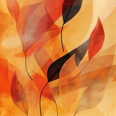 Fototapeta premium Abstract Autumn Leaves Orange Hues Design Artwork