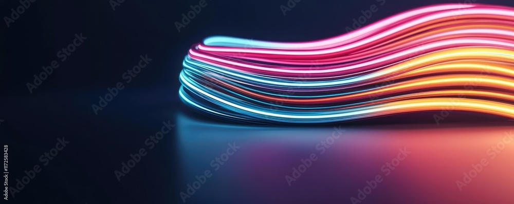 Aufkleber Neon abstract background idea. Vibrant neon wave light patterns creating a modern abstract design.