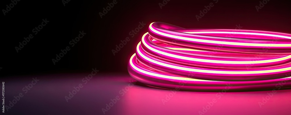 Poster neon abstract background idea. abstract light trails create a vibrant neon glow on a dark background