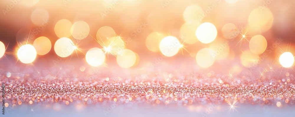 Poster Glitter abstract background concept. Glittering bokeh background with soft, shimmering lights creating a dreamy atmosphere.