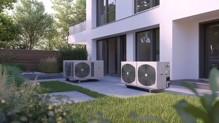 Outdoor Air Conditioning Units and Ventilation Pipes in Modern Setting