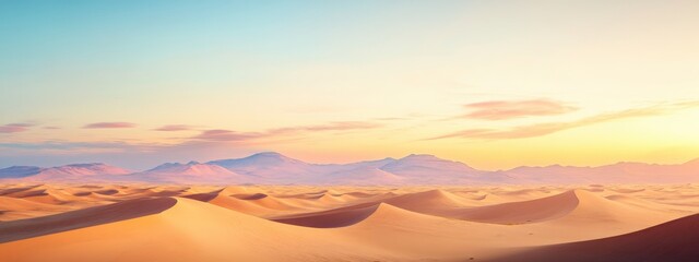 Obraz premium An elusive view of the Sahara Desert at dawn, Desert scene, Naturalistic style