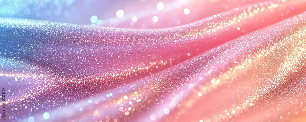 Poster Glitter abstract background concept. Beautiful shimmering fabric with a soft gradient and sparkling light effects.