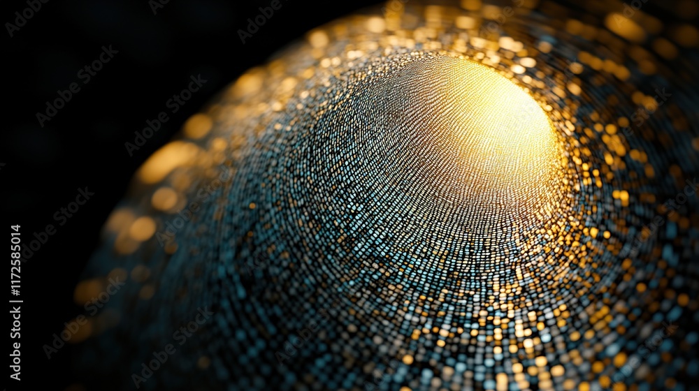 Poster abstract light tunnel with glowing particles and depth perception