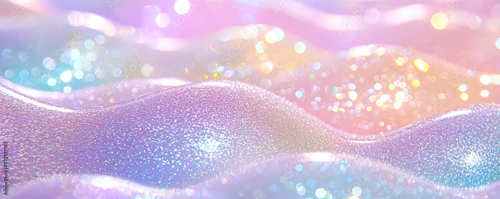 Poster Glitter abstract background concept. A mesmerizing abstract wave pattern in pastel colors with sparkling glitter effects.