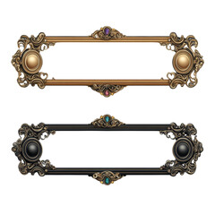 Elegant Horizontal Banners with Gold Frames. isolated transparent background