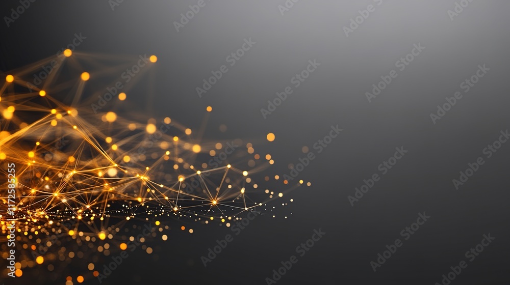 Poster digital abstract background with glowing particles and lines