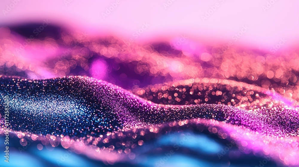 Poster Glitter abstract background concept. Abstract waves of color create a mesmerizing visual experience in vibrant tones.
