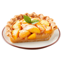 fresh peach fruit slice delicious pie isolated on transparent background