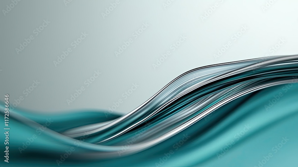 Poster Waves abstract background idea. Abstract waves create a smooth, fluid motion in serene teal tones.