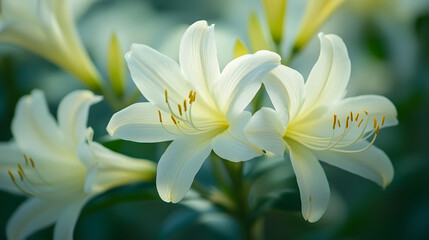 Vibrant white blossoms in bloom highlighting delicate petal textures and intricate stamens