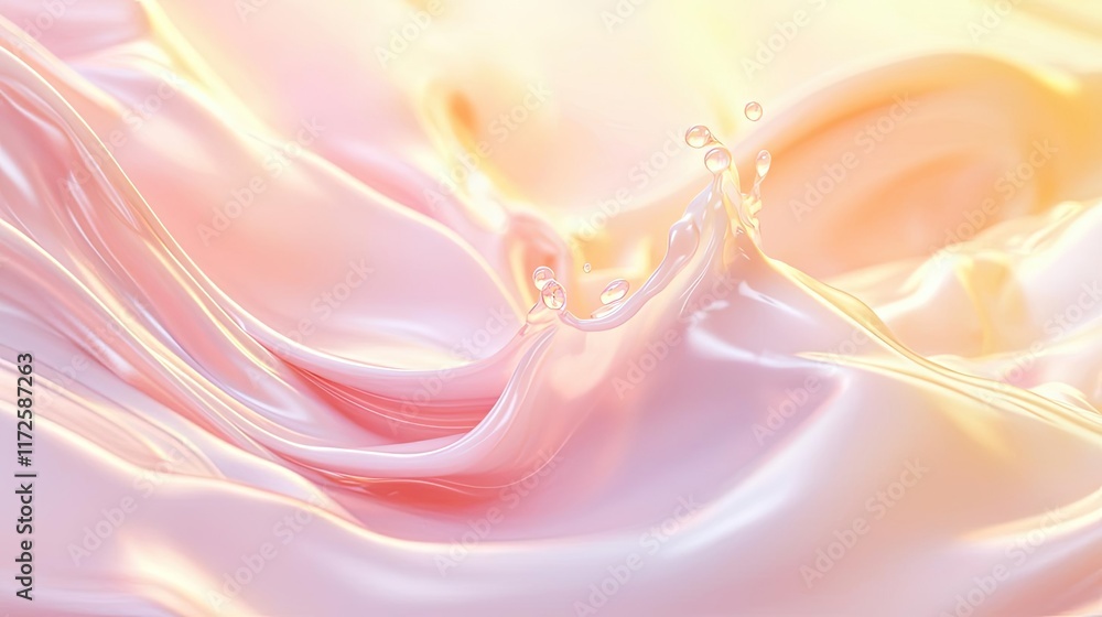 Poster Splash abstract background concept. Abstract silky texture in soft pink and orange hues, creating a dreamy aesthetic.