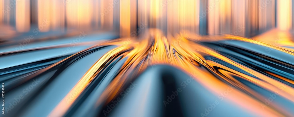 Poster Metallic abstract background concept. Abstract view of futuristic surfaces with flowing light and vibrant colors.