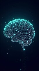 An abstract image of a "brain" made up of a network of lines and dots.