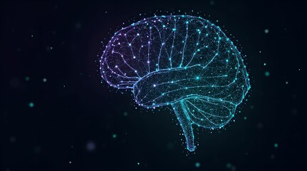 An abstract image of a "brain" made up of a network of lines and dots.