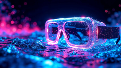 VR glasses graphics with abstract waves. Create a "portal" effect through the glasses.
