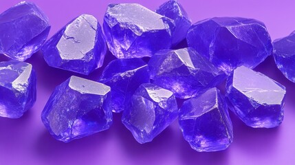 Vibrant purple crystals display studio setting photography colorful background close-up shot gemstone beauty